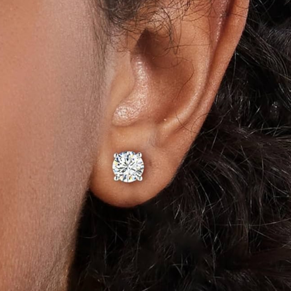 Certified 2ct Moissanite 925 Sterling Silver Stud Earrings - Picture 8 of 13